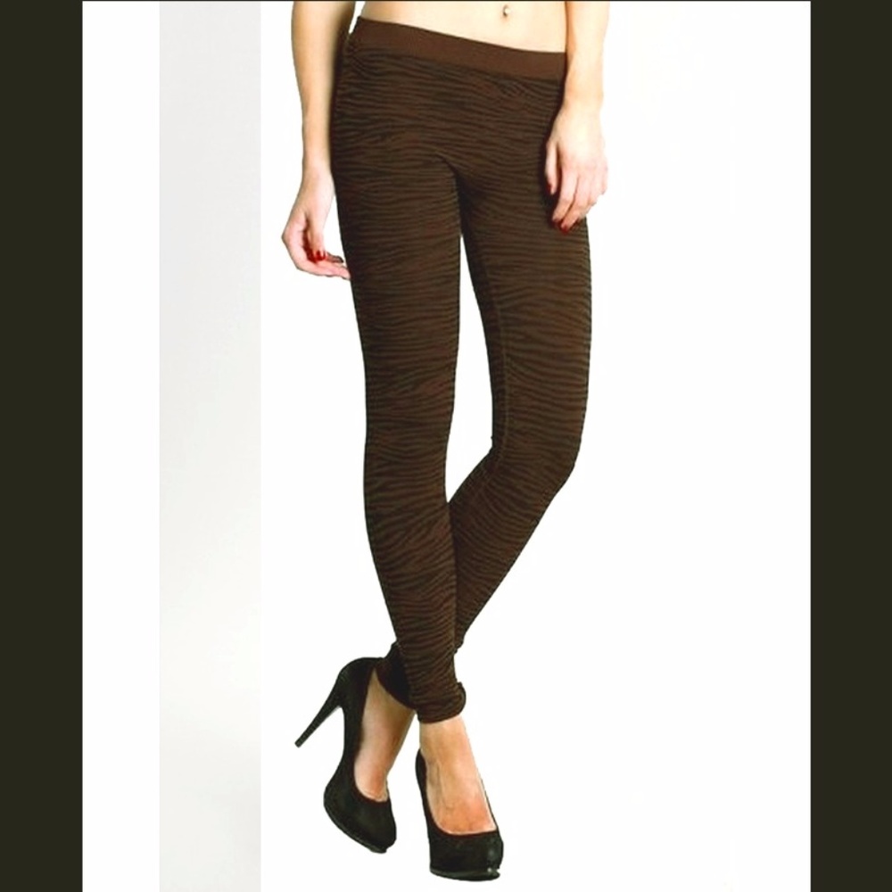 Zebra Print Leggings in Dark Brown